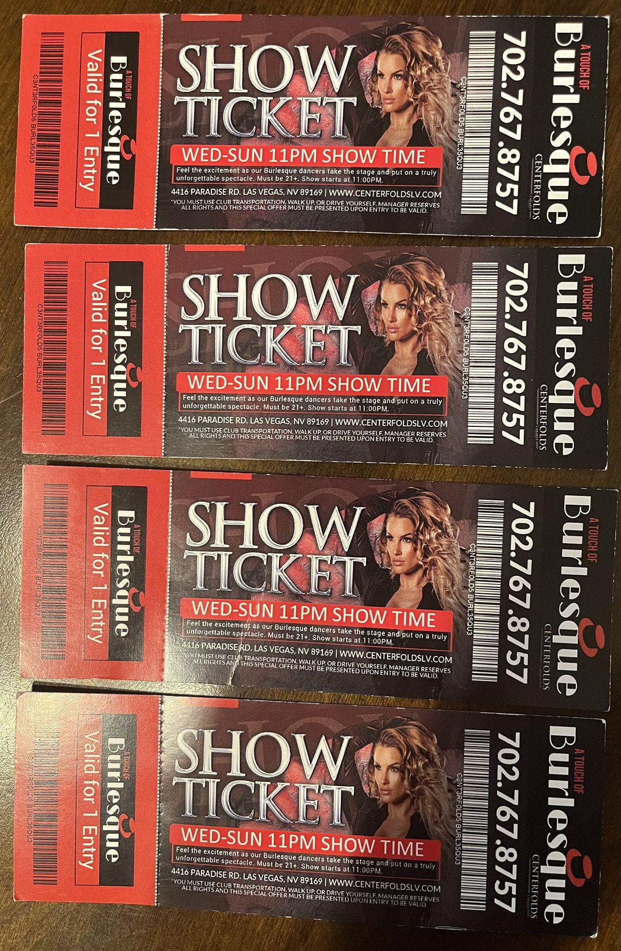Centerfolds Cabaret Burlesque Show & Strip Club Las Vegas (4 Entry Tickets)