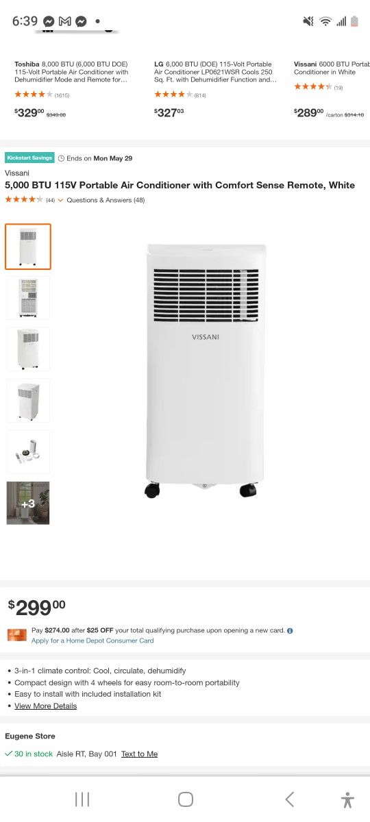 Vissani Portable Air-conditioning Unit New