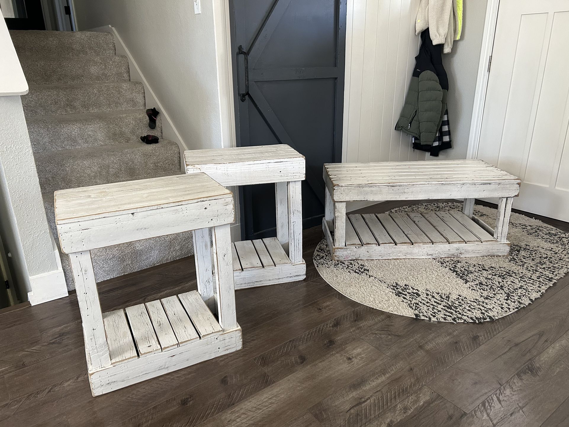 Rustic Distressed Farmhouse Coffee And End Tables 