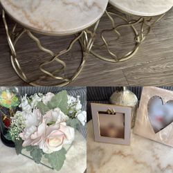 Marble And Gold Side Table