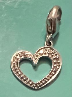 💖Heart 14K Solid White Gold & Diamond Charm Pendant