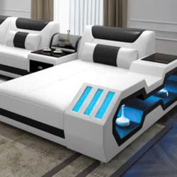 Used Leather Sectional Corner Long Piece Bed Matrix Led Furniture Last Picture Shows The Real Piece And Conditions Make An Offer Pick Up In Cypress 