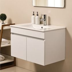 Brand New 24” Wall Mounted Bathroom Vanity Cabinet Sink and Faucet Combo 