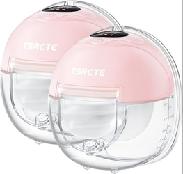 TSRETE Wearable Electric Breast Pump with LCD Display - 3 Modes, 12 Levels,