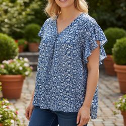 Cynthia Rowley Blue Floral Blouse