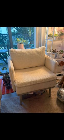 White Boucle Arm Chair