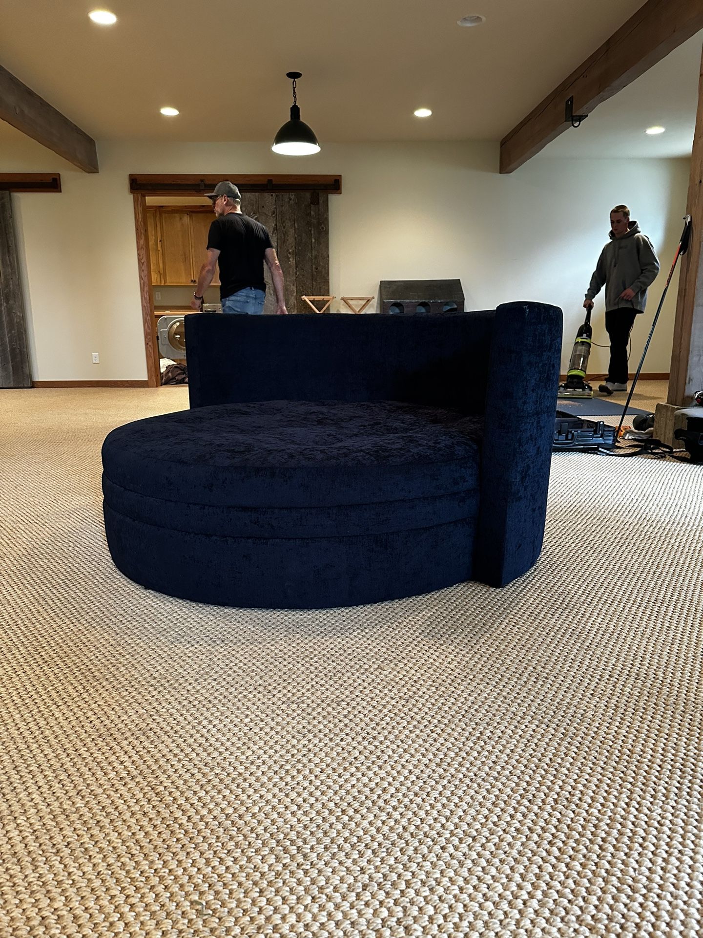 64” Blue Chaise Lounge Sofa