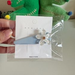 Baby Blue White Flower Hair Clip 