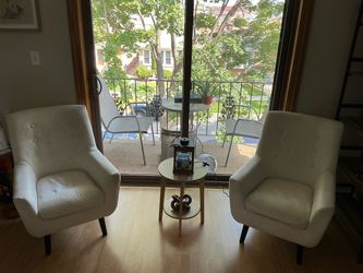 White Tufted High-Back Accent Chairs Set of 2