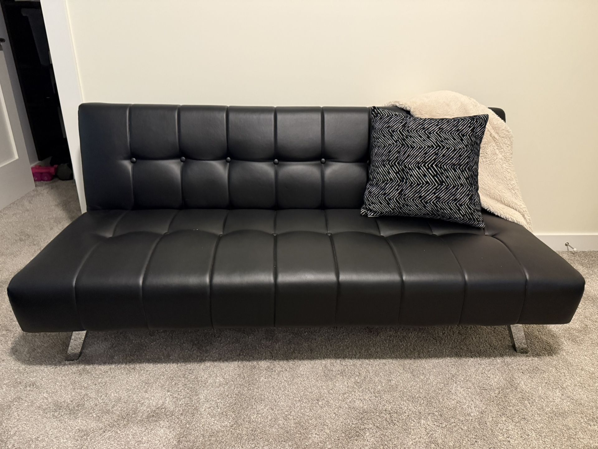 Black Sawyer Futon w/ Stainless Steel Legs