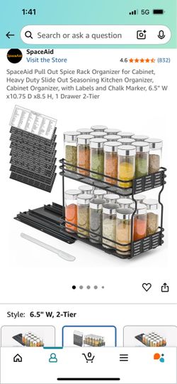 SpaceAid Pull Out Spice Rack Organizer 2-Tier