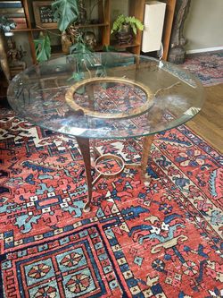 Vintage Mid-Century Italian Style Metal & Glass Tripod Accent Table