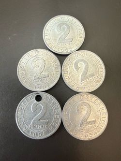 5 of the Austria 2 Groschen coins