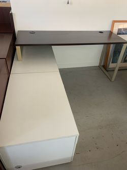 Modern desk 6’x6’ white espresso