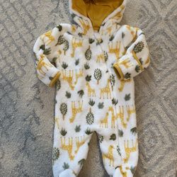 Baby Boys Girls Clothes Size 0-3 Months Winter Suit Pram Gender Neutral Soft Plush Warm Giraffe Print 