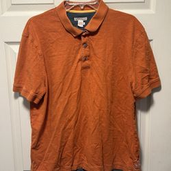 Carbon 2 Cobalt Men's Large Orange Cotton Short Sleeve Henley T-Shirt