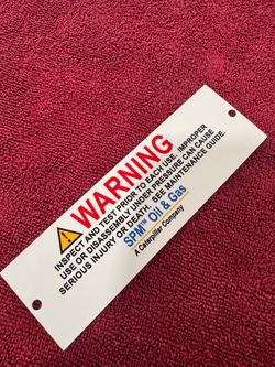 100 aluminum Safety and maintenance warning tag or sticker for high-pressure oil and gas equipment. Caterpillar A4)