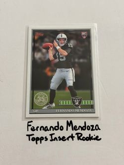 Fernando Mendoza Las Vegas Raiders QB Topps Short Print Insert Rookie Card.