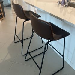 Bar Stools Brown Leather 