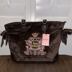 Juicy Couture Juicy For All Tote Chocolate Brown Pink Purse Tote Bag Viral NEW