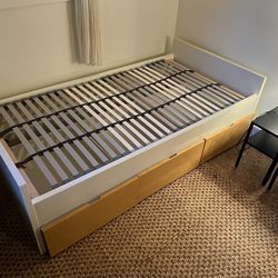 IKEA Twin Bed  And Mattress- with storage drawers