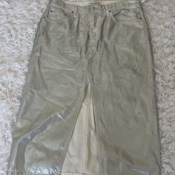 Denim Silver High Rise Skirt 