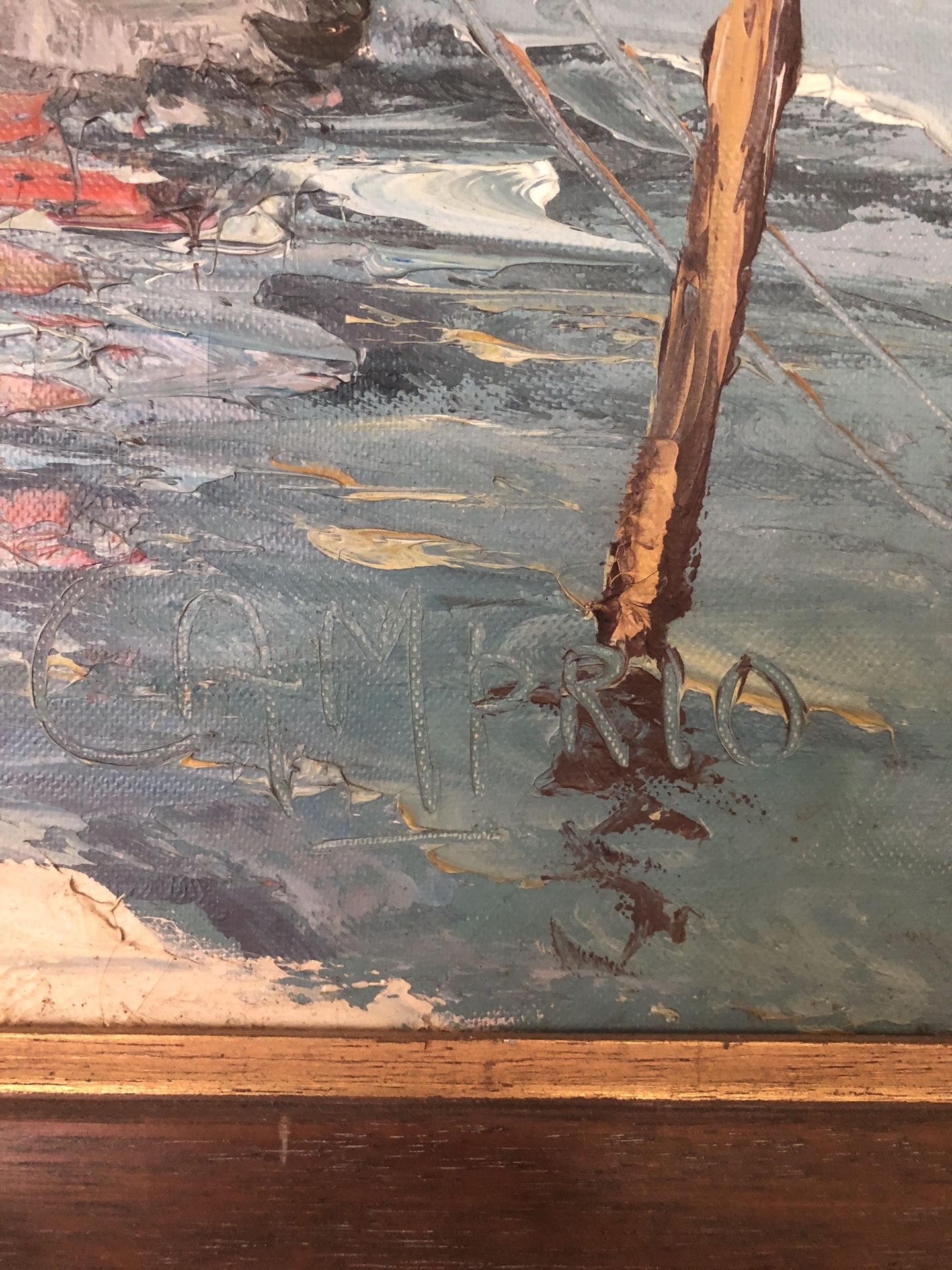 Mid Century Oil Painting On Canvas Wood Framed / Giovanni Camprio Collectibles & Art