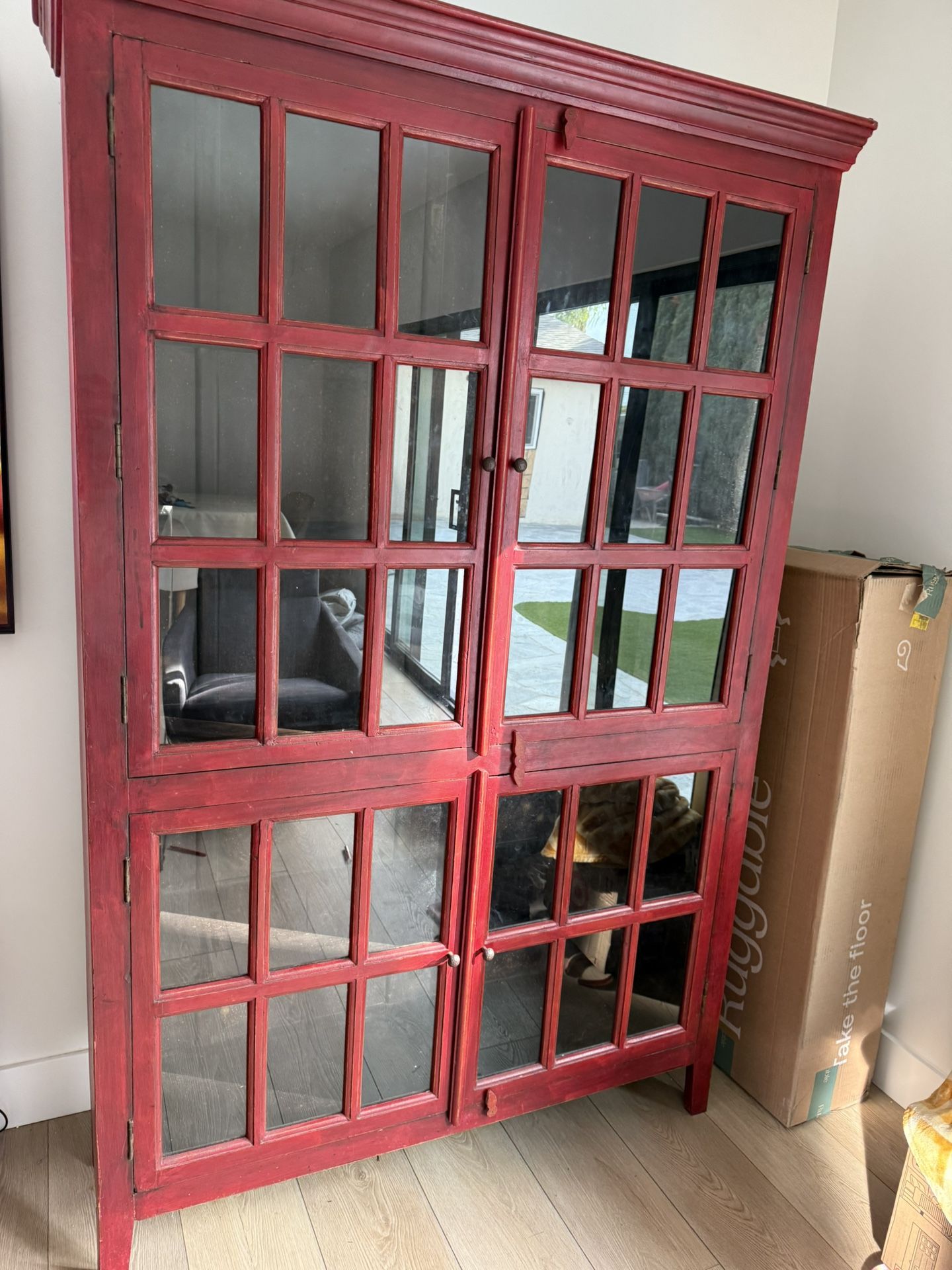 Red Storage hutch crate and barrel