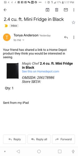Magic chef 2.4 ft mini Fridge in black