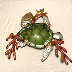 Metal Turtle With Green Hard Plastic Shell