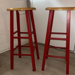 2 Red Bar Stools 