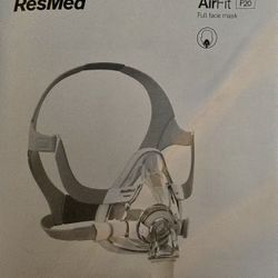CPAP Full Face Mask;
>ResMed AirFit F20- Slim sz
Large>with Headgear, frame & cushion