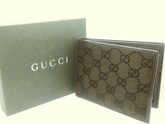 Authentic Men's Gucci Wallet Dark Brown W/ Box Card and Cash Holder