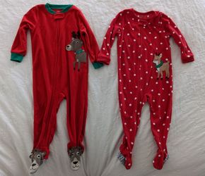 Carter's Fleece Christmas Footed Footie Reindeer Pajamas Size 2T