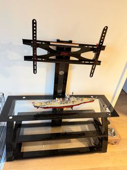 Z-Line Black Glass TV Stand with Mount