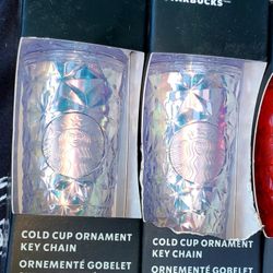STARBUCKS 2023 PRISM COLD CUP ORNAMENT KEY CHAIN X2