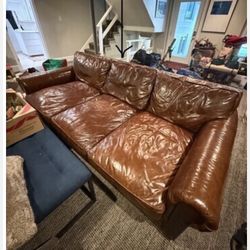 Gorgeous Genuine Leather Restoration Hardware Couch