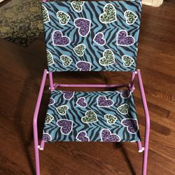 NEW Justice Chair Purple Blue Hearts  beach, pool, camping CHAIR foldable 