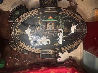 Vintage Asian Chinoiserie Dining Table
