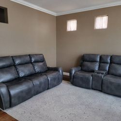 Leather Power Reclining Sofa & Loveseat

