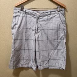 Men’s Size 34 O’Neill Gray Plaid Casual Chino Beach Shorts