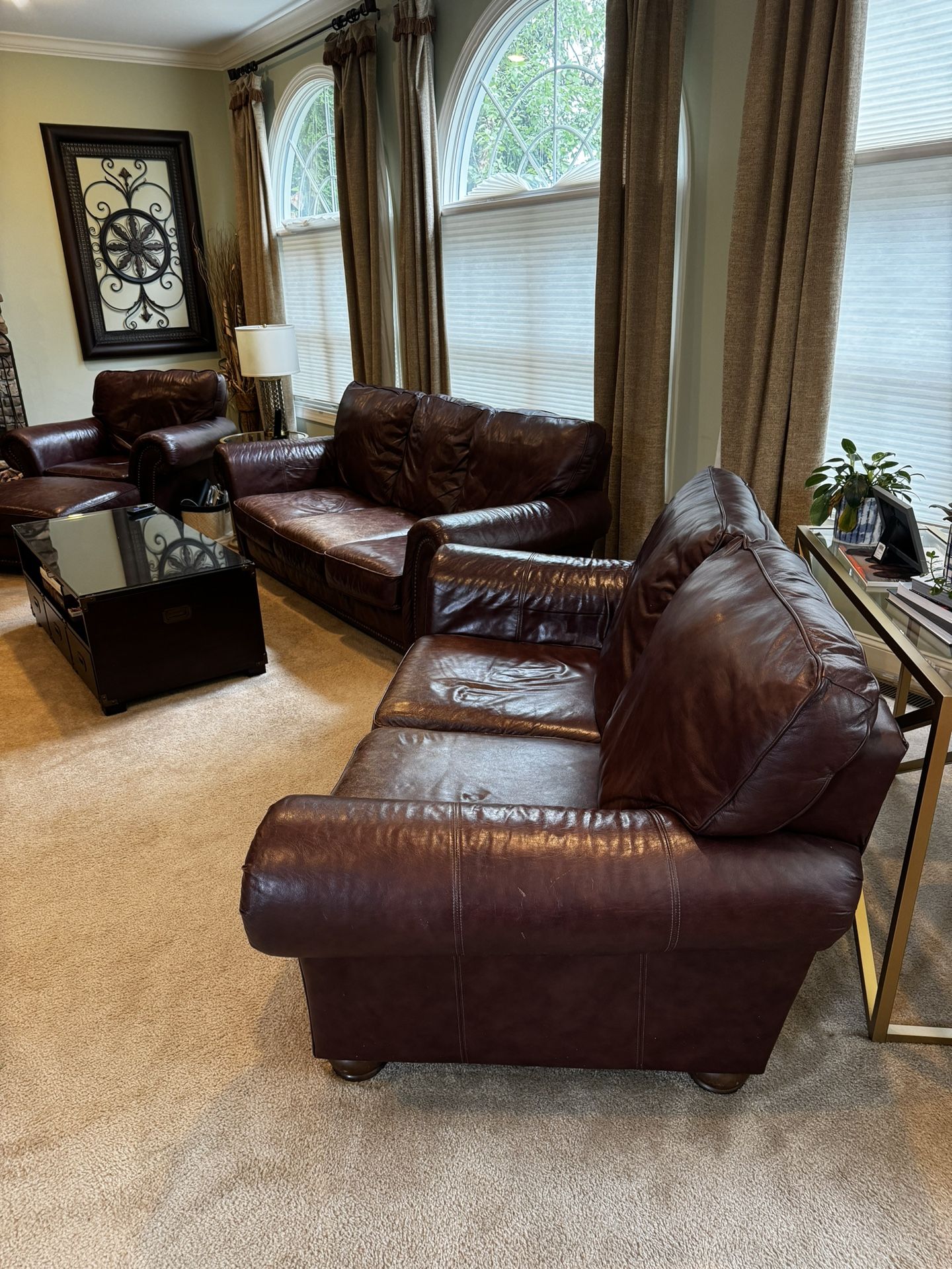 Leather Sofa, Loveseat, Chair And Ottoman