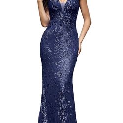 Women Sequined Long Evening Dress