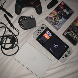 White OLED Nintendo Switch Like New All Accessories 