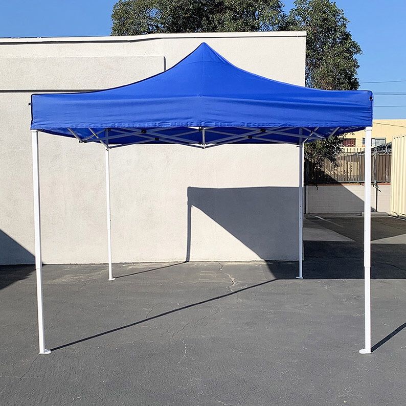 New in box $90 Heavy-Duty 10x10 FT Outdoor Ez Pop Up Canopy Party Tent Instant Shades w/ Carry Bag (White/Blue) 