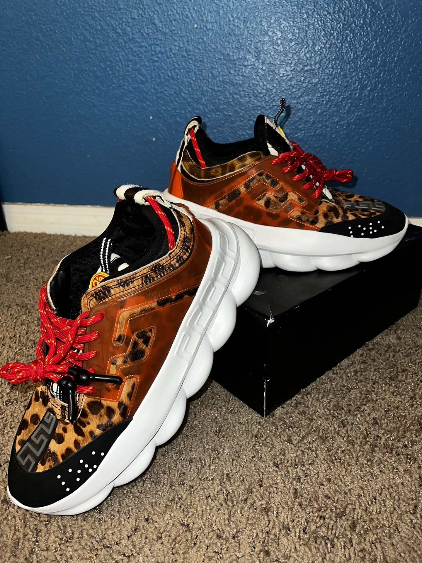 Versace Chain Reaction Chainz Black Wild Leopard Size 11 12