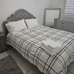 Queen Bed with night stand and dresser