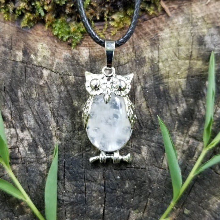Clear Quartz Owl Spirit Animal Necklace