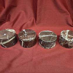 Round Box 4 Inch Red Zebra Marble- (4 Pieces)
