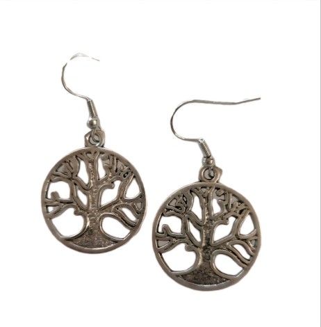ARTESAN ORIGINAL DESIGN TITANIUM QUALITY SILVER NEW TREE OF LIFE EARRINGS